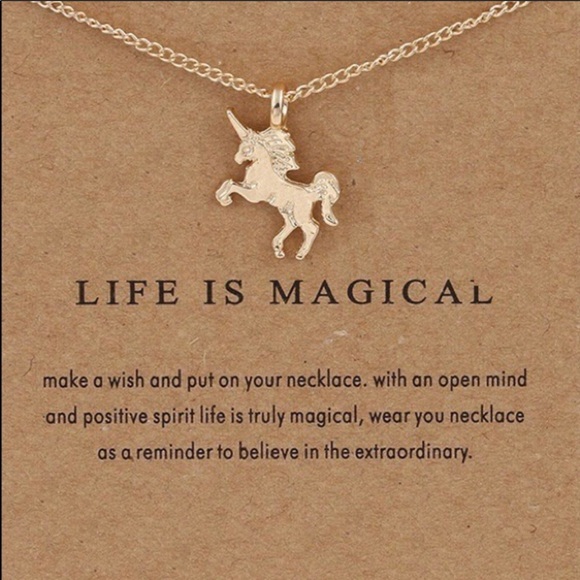 Salty Cold Brew Jewelry - Dainty “Life is Magical” Unicorn Pendant Necklace